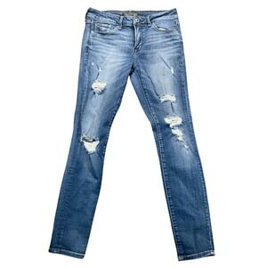 Abercrombie & Fitch Jeans Women 25 Low Rise Skinny Distressed Signature Blu